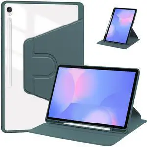 360° Rotating Clear Acrylic Case for Samsung Tab S10 FE+ 13.1" (SM-X620/X626B), Hard Transparent Back, Horizontal & Vertical Rotatable Stand, Pencil Holder, Green 360° Rotating Clear Acrylic Case for Samsung Tab S10 FE+ 13.1" (SM-X620/X626B), Hard Transparent Back, Horizontal & Vertical Rotatable Stand, Pencil Holder, Green