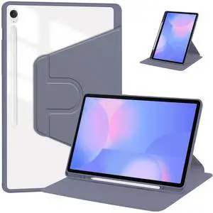 360° Rotating Clear Acrylic Case for Samsung Tab S10 FE+ 13.1" (SM-X620/X626B), Hard Transparent Back, Horizontal & Vertical Rotatable Stand, Pencil Holder, Lavender Gray 360° Rotating Clear Acrylic Case for Samsung Tab S10 FE+ 13.1" (SM-X620/X626B), Hard Transparent Back, Horizontal & Vertical Rotatable Stand, Pencil Holder, Lavender Gray