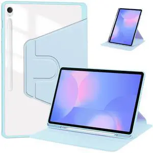 360° Rotating Clear Acrylic Case for Samsung Tab S10 FE+ 13.1" (SM-X620/X626B), Hard Transparent Back, Horizontal & Vertical Rotatable Stand, Pencil Holder, Sky Blue 360° Rotating Clear Acrylic Case for Samsung Tab S10 FE+ 13.1" (SM-X620/X626B), Hard Transparent Back, Horizontal & Vertical Rotatable Stand, Pencil Holder, Sky Blue