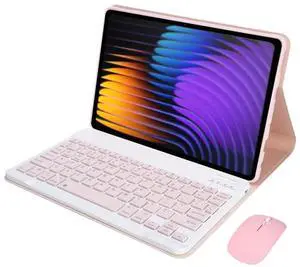 Keyboard & Mouse Case for Xiaomi Pad 7 / Pad 7 Pro 11.2", Detachable Rechargeable English Keyboard with Stand Cover, Pink Keyboard & Mouse Case for Xiaomi Pad 7 / Pad 7 Pro 11.2", Detachable Rechargeable English Keyboard with Stand Cover, Pink