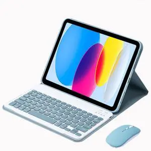 Detachable Bluetooth Keyboard & Mouse Case for 12.1 Inch Tablet 2024, English Layout Wireless Keyboard Stand Cover, Misty Blue Detachable Bluetooth Keyboard & Mouse Case for 12.1 Inch Tablet 2024, English Layout Wireless Keyboard Stand Cover, Misty Blue