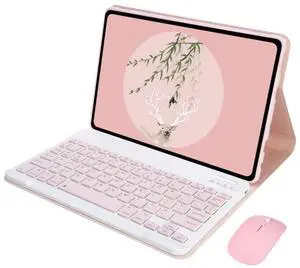 Detachable Bluetooth Keyboard & Mouse Case for 12.1 Inch Tablet 2024, English Layout Wireless Keyboard Stand Cover, Pink Detachable Bluetooth Keyboard & Mouse Case for 12.1 Inch Tablet 2024, English Layout Wireless Keyboard Stand Cover, Pink