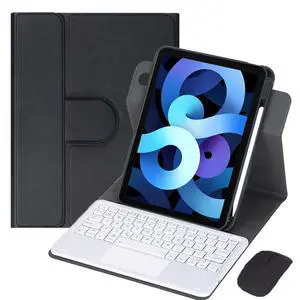 360° Rotatable Keyboard Case with Trackpad & Pencil Slot, Detachable Rechargeable English Keyboard, Horizontal & Vertical Stand for iPad Air 4/5 10.9" (Black White) 360° Rotatable Keyboard Case with Trackpad & Pencil Slot, Detachable Rechargeable English Keyboard, Horizontal & Vertical Stand for iPad Air 4/5 10.9" (Black White)