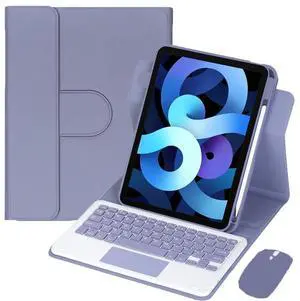 360° Rotatable Keyboard Case with Trackpad & Pencil Slot, Detachable Rechargeable English Keyboard, Horizontal & Vertical Stand for iPad Air 4/5 10.9" (Lavender Gray) 360° Rotatable Keyboard Case with Trackpad & Pencil Slot, Detachable Rechargeable English Keyboard, Horizontal & Vertical Stand for iPad Air 4/5 10.9" (Lavender Gray)