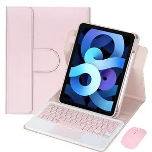 360° Rotatable Keyboard Case with Trackpad & Pencil Slot, Detachable Rechargeable English Keyboard, Horizontal & Vertical Stand for iPad Air 4/5 10.9" (Pink) 360° Rotatable Keyboard Case with Trackpad & Pencil Slot, Detachable Rechargeable English Keyboard, Horizontal & Vertical Stand for iPad Air 4/5 10.9" (Pink)