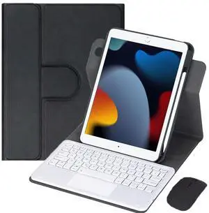 Detachable Rechargeable English Keyboard Folio with Trackpad & Pencil Slot, 360° Rotatable Cover Supports Horizontal & Vertical Viewing Compatible with iPad 9.7 Inch 5th & 6th Generation(Black White) Detachable Rechargeable English Keyboard Folio with Trackpad & Pencil Slot, 360° Rotatable Cover Supports Horizontal & Vertical Viewing Compatible with iPad 9.7 Inch 5th & 6th Generation(Black White)