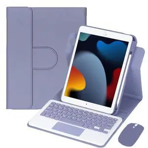 Detachable Rechargeable English Keyboard Folio with Trackpad & Pencil Slot, 360° Rotatable Cover Supports Horizontal & Vertical Viewing Compatible with iPad 9.7 Inch 5th & 6th Generati (Lavender Gray) Detachable Rechargeable English Keyboard Folio with Trackpad & Pencil Slot, 360° Rotatable Cover Supports Horizontal & Vertical Viewing Compatible with iPad 9.7 Inch 5th & 6th Generati (Lavender Gray)