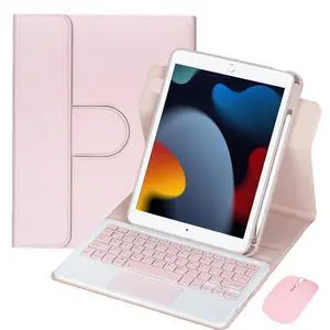 Detachable Rechargeable English Keyboard Folio with Trackpad & Pencil Slot, 360° Rotatable Cover Supports Horizontal & Vertical Viewing Compatible with iPad 9.7 Inch 5th & 6th Generation (Pink) Detachable Rechargeable English Keyboard Folio with Trackpad & Pencil Slot, 360° Rotatable Cover Supports Horizontal & Vertical Viewing Compatible with iPad 9.7 Inch 5th & 6th Generation (Pink)