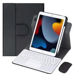 360 Rotating Keyboard Folio for iPad Air 3 2019 & iPad Pro 10.5", Detachable Rechargeable English Keyboard with Trackpad, Pencil Holder, Portrait Landscape Stand (Black White) 360 Rotating Keyboard Folio for iPad Air 3 2019 & iPad Pro 10.5", Detachable Rechargeable English Keyboard with Trackpad, Pencil Holder, Portrait Landscape Stand (Black White)