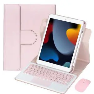 360 Rotating Keyboard Folio for iPad Air 3 2019 & iPad Pro 10.5", Detachable Rechargeable English Keyboard with Trackpad, Pencil Holder, Portrait Landscape Stand (Pink) 360 Rotating Keyboard Folio for iPad Air 3 2019 & iPad Pro 10.5", Detachable Rechargeable English Keyboard with Trackpad, Pencil Holder, Portrait Landscape Stand (Pink)