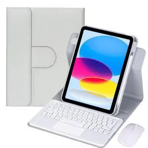 10.9 Inch iPad 10 Gen 2022 360 Rotating Keyboard Case with Trackpad, Detachable English Rechargeable Keypad Protective Cover with Stylus Holder (Gray) 10.9 Inch iPad 10 Gen 2022 360 Rotating Keyboard Case with Trackpad, Detachable English Rechargeable Keypad Protective Cover with Stylus Holder (Gray)