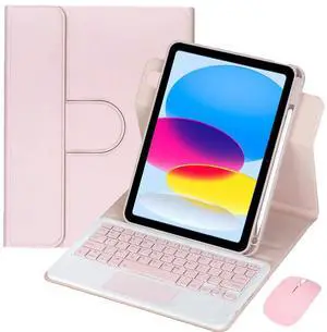 10.9 Inch iPad 10 Gen 2022 360 Rotating Keyboard Case with Trackpad, Detachable English Rechargeable Keypad Protective Cover with Stylus Holder (Pink) 10.9 Inch iPad 10 Gen 2022 360 Rotating Keyboard Case with Trackpad, Detachable English Rechargeable Keypad Protective Cover with Stylus Holder (Pink)