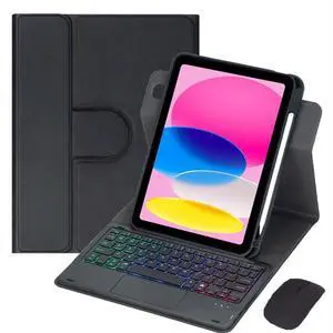 Rainbow Backlit Trackpad Keyboard Protective Cover, 360 Rotating Detachable Rechargeable Case with Stylus Holder for iPad A16 2025 / iPad 11 Gen (Black) Rainbow Backlit Trackpad Keyboard Protective Cover, 360 Rotating Detachable Rechargeable Case with Stylus Holder for iPad A16 2025 / iPad 11 Gen (Black)