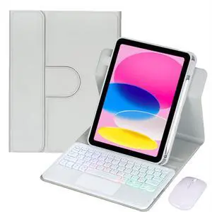 Rainbow Backlit Trackpad Keyboard Protective Cover, 360 Rotating Detachable Rechargeable Case with Stylus Holder for iPad A16 2025 / iPad 11 Gen (Gray) Rainbow Backlit Trackpad Keyboard Protective Cover, 360 Rotating Detachable Rechargeable Case with Stylus Holder for iPad A16 2025 / iPad 11 Gen (Gray)