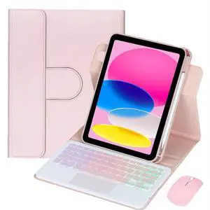 Rainbow Backlit Trackpad Keyboard Protective Cover, 360 Rotating Detachable Rechargeable Case with Stylus Holder for iPad A16 2025 / iPad 11 Gen (Pink) Rainbow Backlit Trackpad Keyboard Protective Cover, 360 Rotating Detachable Rechargeable Case with Stylus Holder for iPad A16 2025 / iPad 11 Gen (Pink)