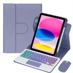 Rainbow Backlit Trackpad Keyboard Protective Cover, 360 Rotating Detachable Rechargeable Case with Stylus Holder for iPad A16 2025 / iPad 11 Gen (Lavender Gray) Rainbow Backlit Trackpad Keyboard Protective Cover, 360 Rotating Detachable Rechargeable Case with Stylus Holder for iPad A16 2025 / iPad 11 Gen (Lavender Gray)