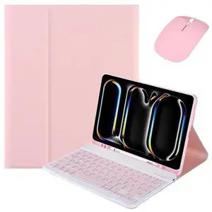 Detachable Bluetooth Keyboard and Mouse Combo with Pencil Slot Stand Compatible with iPad Pro 11" M5 2025 (A3358/A3359/A3357), English Layout (Pink) Detachable Bluetooth Keyboard and Mouse Combo with Pencil Slot Stand Compatible with iPad Pro 11" M5 2025 (A3358/A3359/A3357), English Layout (Pink)