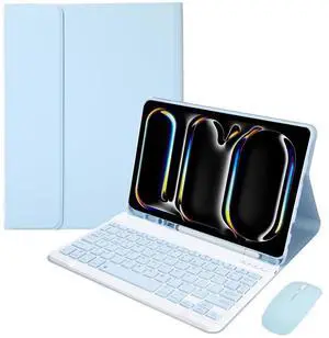 Detachable Bluetooth Keyboard and Mouse Combo with Pencil Slot Stand Compatible with iPad Pro 11" M5 2025 (A3358/A3359/A3357), English Layout (Sky Blue) Detachable Bluetooth Keyboard and Mouse Combo with Pencil Slot Stand Compatible with iPad Pro 11" M5 2025 (A3358/A3359/A3357), English Layout (Sky Blue)