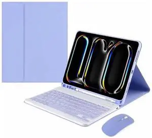 Detachable Bluetooth Keyboard and Mouse Combo with Pencil Slot Stand Compatible with iPad Pro 11" M5 2025 (A3358/A3359/A3357), English Layout (Purple) Detachable Bluetooth Keyboard and Mouse Combo with Pencil Slot Stand Compatible with iPad Pro 11" M5 2025 (A3358/A3359/A3357), English Layout (Purple)
