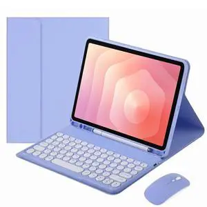 Detachable Round Key Bluetooth Keyboard Case for Samsung Galaxy Tab S11 11" (SM-X730/SM-X736B), Rechargeable US English Keyboard with Pencil Slot & Adjustable Stand Folio Cover(Purple) Detachable Round Key Bluetooth Keyboard Case for Samsung Galaxy Tab S11 11" (SM-X730/SM-X736B), Rechargeable US English Keyboard with Pencil Slot & Adjustable Stand Folio Cover(Purple)