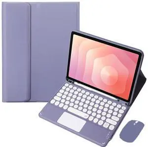 Round Key Bluetooth Keyboard Case w/ Trackpad for Samsung Tab S11 11" (SM-X730/SM-X736B), Detachable Rechargeable US Keyboard, Pen Slot & Stand (Lavender Gray) Round Key Bluetooth Keyboard Case w/ Trackpad for Samsung Tab S11 11" (SM-X730/SM-X736B), Detachable Rechargeable US Keyboard, Pen Slot & Stand (Lavender Gray)