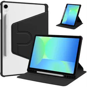 360° Rotating Clear Acrylic Case for Samsung Galaxy Tab S10 FE 10.9" 2025 SM-X520/X526B, Hard Shell Cover with Pencil Holder, Horizontal & Vertical Stand (Black) 360° Rotating Clear Acrylic Case for Samsung Galaxy Tab S10 FE 10.9" 2025 SM-X520/X526B, Hard Shell Cover with Pencil Holder, Horizontal & Vertical Stand (Black)