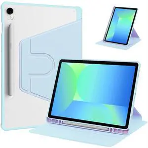 360° Rotating Clear Acrylic Case for Samsung Galaxy Tab S10 FE 10.9" 2025 SM-X520/X526B, Hard Shell Cover with Pencil Holder, Horizontal & Vertical Stand (Sky Blue) 360° Rotating Clear Acrylic Case for Samsung Galaxy Tab S10 FE 10.9" 2025 SM-X520/X526B, Hard Shell Cover with Pencil Holder, Horizontal & Vertical Stand (Sky Blue)