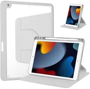 360° Rotatable Clear Acrylic iPad Case with Pencil Holder for 10.2" iPad 7th/8th/9th Gen (2019/2020/2021), Horizontal & Vertical Dual Stand(Gray) 360° Rotatable Clear Acrylic iPad Case with Pencil Holder for 10.2" iPad 7th/8th/9th Gen (2019/2020/2021), Horizontal & Vertical Dual Stand(Gray)