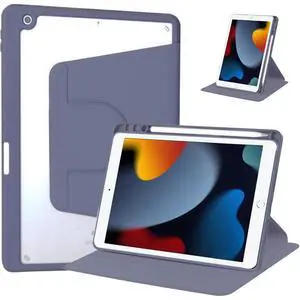 360° Rotatable Clear Acrylic iPad Case with Pencil Holder for 10.2" iPad 7th/8th/9th Gen (2019/2020/2021), Horizontal & Vertical Dual Stand (Lavender Gray) 360° Rotatable Clear Acrylic iPad Case with Pencil Holder for 10.2" iPad 7th/8th/9th Gen (2019/2020/2021), Horizontal & Vertical Dual Stand (Lavender Gray)