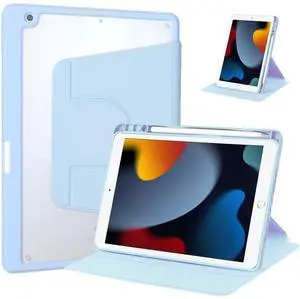 360° Rotatable Clear Acrylic iPad Case with Pencil Holder for 10.2" iPad 7th/8th/9th Gen (2019/2020/2021), Horizontal & Vertical Dual Stand(Sky Blue) 360° Rotatable Clear Acrylic iPad Case with Pencil Holder for 10.2" iPad 7th/8th/9th Gen (2019/2020/2021), Horizontal & Vertical Dual Stand(Sky Blue)