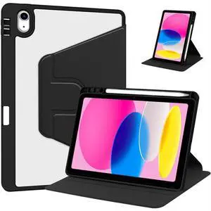 iPad 11th Gen 2025 (A16,11") 360° Rotating Case, Clear Acrylic Hard Back Cover with Pencil Holder, Portrait/Landscape Stand,Black iPad 11th Gen 2025 (A16,11") 360° Rotating Case, Clear Acrylic Hard Back Cover with Pencil Holder, Portrait/Landscape Stand,Black