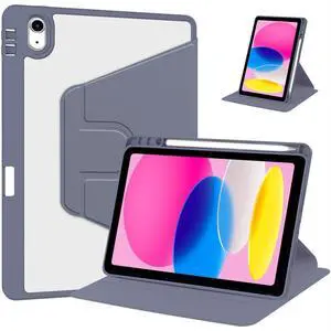 iPad 11th Gen 2025 (A16,11") 360° Rotating Case, Clear Acrylic Hard Back Cover with Pencil Holder, Portrait/Landscape Stand,Lavender Gray iPad 11th Gen 2025 (A16,11") 360° Rotating Case, Clear Acrylic Hard Back Cover with Pencil Holder, Portrait/Landscape Stand,Lavender Gray