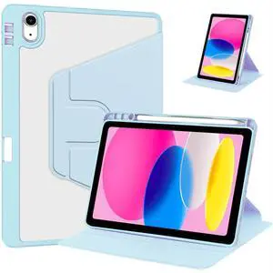 iPad 11th Gen 2025 (A16,11") 360° Rotating Case, Clear Acrylic Hard Back Cover with Pencil Holder, Portrait/Landscape Stand,Sky bLue iPad 11th Gen 2025 (A16,11") 360° Rotating Case, Clear Acrylic Hard Back Cover with Pencil Holder, Portrait/Landscape Stand,Sky bLue