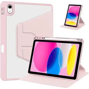 iPad 11th Gen 2025 (A16,11") 360° Rotating Case, Clear Acrylic Hard Back Cover with Pencil Holder, Portrait/Landscape Stand,Pink iPad 11th Gen 2025 (A16,11") 360° Rotating Case, Clear Acrylic Hard Back Cover with Pencil Holder, Portrait/Landscape Stand,Pink