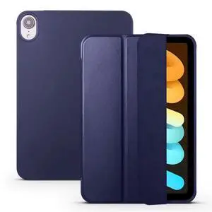 TPU Soft Case for iPad mini A17 Pro / iPad mini 6 8.3 Inch, Trifold Magnetic Stand Tablet Cover, PU Leather Silicone Slim Lightweight Protective Shell,Dark Blue TPU Soft Case for iPad mini A17 Pro / iPad mini 6 8.3 Inch, Trifold Magnetic Stand Tablet Cover, PU Leather Silicone Slim Lightweight Protective Shell,Dark Blue