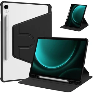 360° Rotating Case for Samsung Galaxy Tab S9 FE 10.9" / Tab S9 11", Clear Acrylic Hard Back Tablet Cover with Pencil Holder, Horizontal & Vertical Stand,Black 360° Rotating Case for Samsung Galaxy Tab S9 FE 10.9" / Tab S9 11", Clear Acrylic Hard Back Tablet Cover with Pencil Holder, Horizontal & Vertical Stand,Black