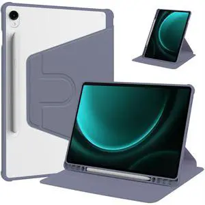 360° Rotating Case for Samsung Galaxy Tab S9 FE 10.9" / Tab S9 11", Clear Acrylic Hard Back Tablet Cover with Pencil Holder, Horizontal & Vertical Stand,Lavender Gray 360° Rotating Case for Samsung Galaxy Tab S9 FE 10.9" / Tab S9 11", Clear Acrylic Hard Back Tablet Cover with Pencil Holder, Horizontal & Vertical Stand,Lavender Gray