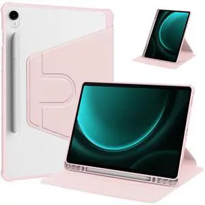 360° Rotating Case for Samsung Galaxy Tab S9 FE 10.9" / Tab S9 11", Clear Acrylic Hard Back Tablet Cover with Pencil Holder, Horizontal & Vertical Stand,Pink 360° Rotating Case for Samsung Galaxy Tab S9 FE 10.9" / Tab S9 11", Clear Acrylic Hard Back Tablet Cover with Pencil Holder, Horizontal & Vertical Stand,Pink