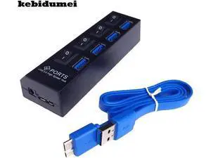 Fast Speed Compact 4 Ports USB 3.0 HUB With On/Off Switch Multifunction For Desktop Laptop USB Devices With USB Cable Fast Speed Compact 4 Ports USB 3.0 HUB With On/Off Switch Multifunction For Desktop Laptop USB Devices With USB Cable