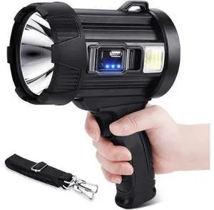 Rechargeable Spotlight, 1000000 Lumens Bright LED Spotlight Flashlight, Long Running Spot Light Searchlight, Outdoor Handheld Spotlights with Solar Panels for Hunting,Camping,Boat,6 Spotlight Modes Rechargeable Spotlight, 1000000 Lumens Bright LED Spotlight Flashlight, Long Running Spot Light Searchlight, Outdoor Handheld Spotlights with Solar Panels for Hunting,Camping,Boat,6 Spotlight Modes