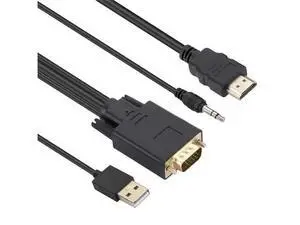 HDMI to VGA 1.8-meter with audio and power supply computer to TV high-definition cable main unit conversion high-definition connection cable HDMI to VGA 1.8-meter with audio and power supply computer to TV high-definition cable main unit conversion high-definition connection cable
