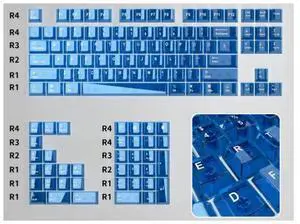 Transparent and light-transmitting keycaps made of PBT, heat-sprayed with color, suitable for 60, 68, 75, 100 types of wooting Blue Transparent PC Keycaps Transparent and light-transmitting keycaps made of PBT, heat-sprayed with color, suitable for 60, 68, 75, 100 types of wooting Blue Transparent PC Keycaps