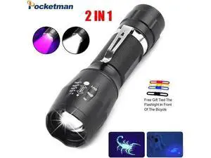 Portable UV LED Flashlight 2 in 1 Purple White Light Flashlight Black Light Ultraviolet Torch Ultraviolet Room Urine Detector Portable UV LED Flashlight 2 in 1 Purple White Light Flashlight Black Light Ultraviolet Torch Ultraviolet Room Urine Detector