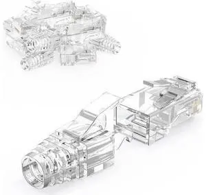 CableCreation RJ45 Connectors, 100-Pack Cat6 Connector, Cat6/Cat5 8P8C Modular Plug Ends with Relief Boots for Solid Wire and Standard Cable, Transparent CableCreation RJ45 Connectors, 100-Pack Cat6 Connector, Cat6/Cat5 8P8C Modular Plug Ends with Relief Boots for Solid Wire and Standard Cable, Transparent