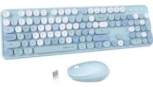 UBOTIE Colorful Computer Wireless Keyboard Mouse Combos, Typewriter Flexible Keys Office Full-Sized Keyboard, 2.4GHz Dropout-Free Connection and Optical Mouse (Blue-Colorful) UBOTIE Colorful Computer Wireless Keyboard Mouse Combos, Typewriter Flexible Keys Office Full-Sized Keyboard, 2.4GHz Dropout-Free Connection and Optical Mouse (Blue-Colorful)