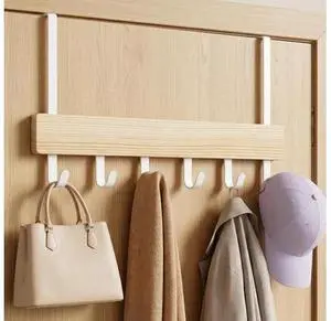 Long Over the Door Hooks 11IN Extended Wide Over the Door Hook Rack 6 Door Hooks for Hanging Sturdy Natural Wood & Metal Door Hanger Door Towel Rack for Bathroom Bedroom Closet Entryway Long Over the Door Hooks 11IN Extended Wide Over the Door Hook Rack 6 Door Hooks for Hanging Sturdy Natural Wood & Metal Door Hanger Door Towel Rack for Bathroom Bedroom Closet Entryway