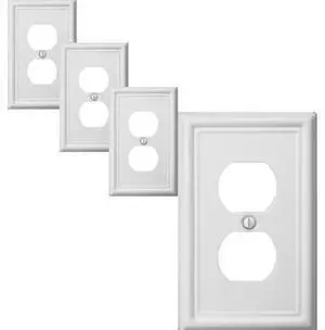 Single Duplex Outlet Cover Plate 4-Pack White Luca Metal Wall Plate 1 Gang Light Switch Cover for Receptacle Light Switch Switch Cover Decorative Wallplate Durable Single Duplex Outlet Cover Plate 4-Pack White Luca Metal Wall Plate 1 Gang Light Switch Cover for Receptacle Light Switch Switch Cover Decorative Wallplate Durable