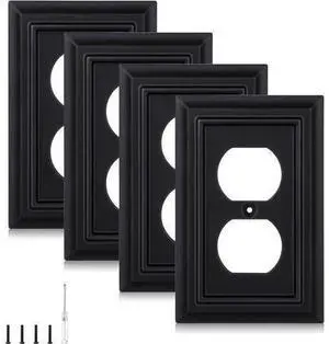 Matte Black Decorative Outlet Covers Wall Plates Bamboo Fiber Light Switch Covers Natural Material Electric Receptacle Switch Plate Outlet Cover of various styles (1 Gang Duplex 4 Pack) Matte Black Decorative Outlet Covers Wall Plates Bamboo Fiber Light Switch Covers Natural Material Electric Receptacle Switch Plate Outlet Cover of various styles (1 Gang Duplex 4 Pack)