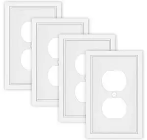 White Decorative Outlet Cover Wall Plates Classic Switch Plates and Outlet Covers Natural Bamboo Fiber Wall Plates for Electrical Outlets Duplex Receptacle Cover - 4 Pack White Decorative Outlet Cover Wall Plates Classic Switch Plates and Outlet Covers Natural Bamboo Fiber Wall Plates for Electrical Outlets Duplex Receptacle Cover - 4 Pack