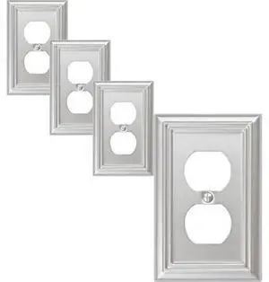 Single Duplex Outlet Cover Plate 4-Pack Brushed Nickel Adler Metal Wall Plate 1 Gang for Light Switch Cover Receptacle Light Switch Switch Cover Decorative Wallplate Durable Single Duplex Outlet Cover Plate 4-Pack Brushed Nickel Adler Metal Wall Plate 1 Gang for Light Switch Cover Receptacle Light Switch Switch Cover Decorative Wallplate Durable